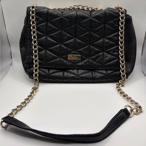 Kate Spade Black Quilted Shoulder Bag with Gold Chain